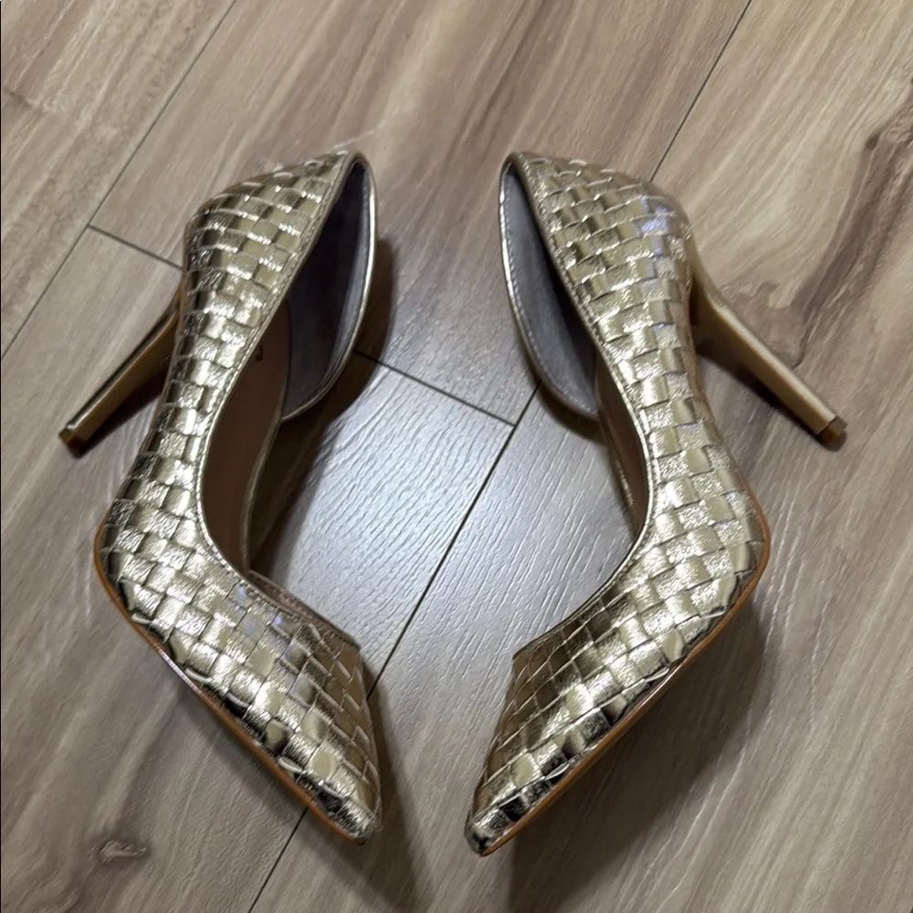 INC International Concepts Women's Gold Woven Heels